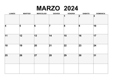 calendario mese di marzo 2024